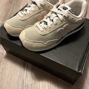 New Balance Cream Mesh & Suede Sneakers with Pale Pink Accents